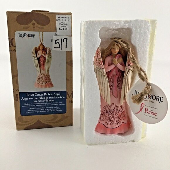 Jim Shore Breast Cancer Ribbon Angel Hanging Ornament 6005911 Enesco 2019 New - Picture 1 of 8